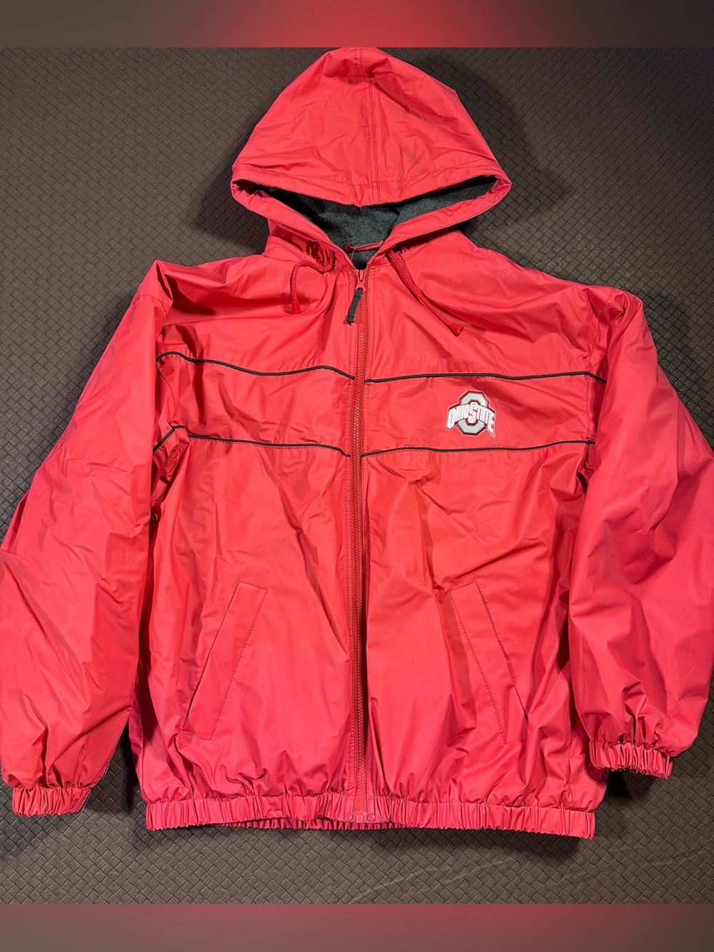 Vintage Ohio State Buckeyes Collegiate License Heavy Rain Jacket Full Zip LARGE